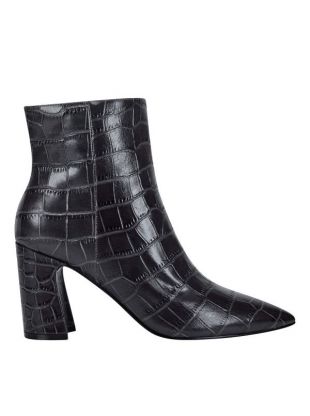 Black Croco Daith Heeled Bootie