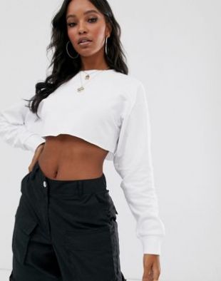 ASOS DESIGN - ASOS DESIGN - Sweat-shirt très court - Blanc | ASOS