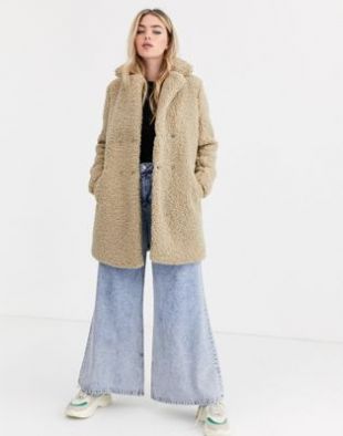 Noisy May - Manteau en imitation peau de mouton - Beige | ASOS