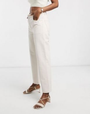 ASOS DESIGN - Jean droit taille mi-haute décontracté - Écru | ASOS
