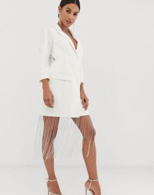 ASOS - Robe courte style blazer avec franges à ornements  | ASOS