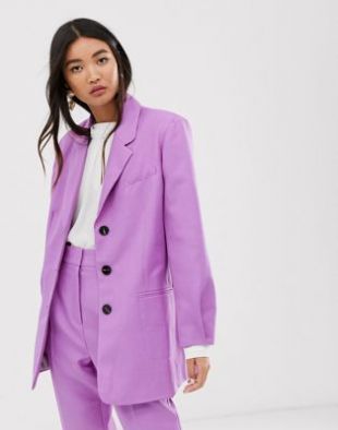 ASOS DESIGN - Blazer de costume oversize coupe masculine - Lilas | ASOS