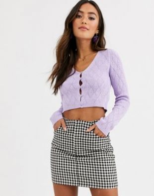 ASOS DESIGN - Cardigan col V en maille pointelle | ASOS