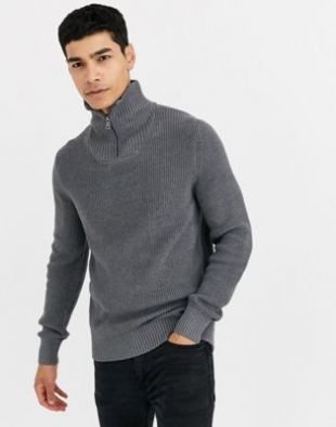 Celio - Pull col montant à fermeture éclair - Gris | ASOS