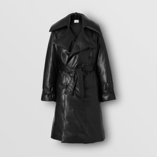 Trench oversize rembourré en cuir d'agneau (Noir) - Femme | Burberry