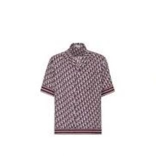 Chemise hawaïenne à manches courtes en twill de soie Dior Oblique multicolore - products | DIOR