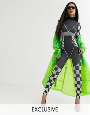 ASOS DESIGN x Christian Cowan - Combi moulante sans coutures à motif damier | ASOS