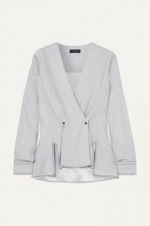 Silk-Crepe Wrap-Effect Blouse