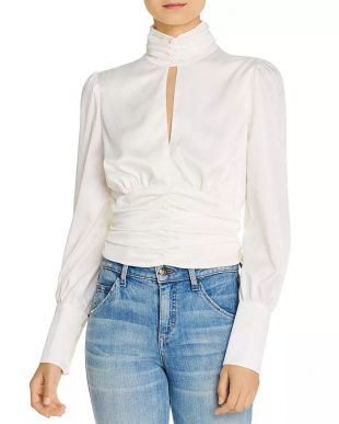 Ivory Jacquard Holly Puff-Sleeve Top