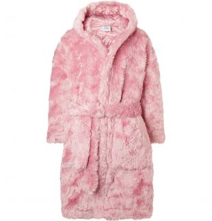 Pink Printed Faux-Fur Coat