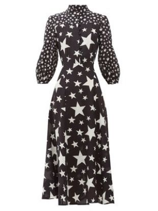 Emanuelle Star-Print Silk-Crepe Dress