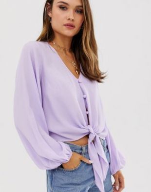 Long Sleeve Button Front Top