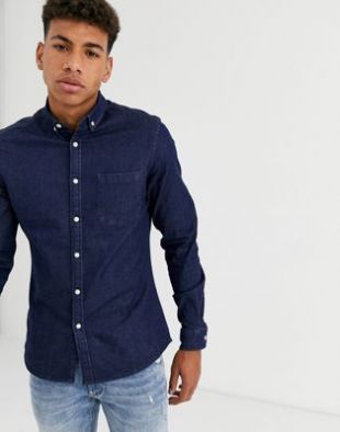 ASOS DESIGN - Chemise en jean stretch slim de coton biologique - Bleu brut | ASOS