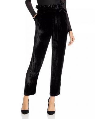 Velvet Paperbag Waist Pants