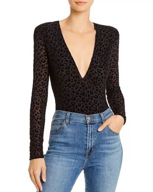 Flocked Leopard Print Bodysuit
