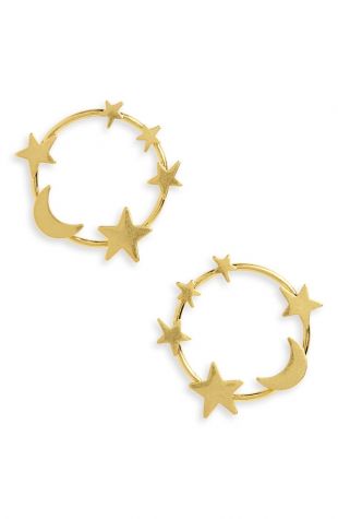 Star & Moon Hoop Earrings
