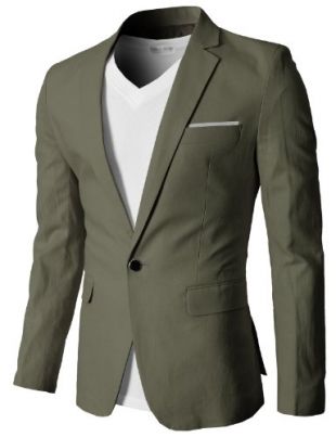 H2H Mens Suit Style Fashion Linen Slim fit Blazer Jackets Khaki US XL/Asia 4XL (KMOBL061)