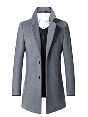Mens Trench Coat Single Breasted 2 Buttons Long Jacket Overcoat (8811 Grey,M)