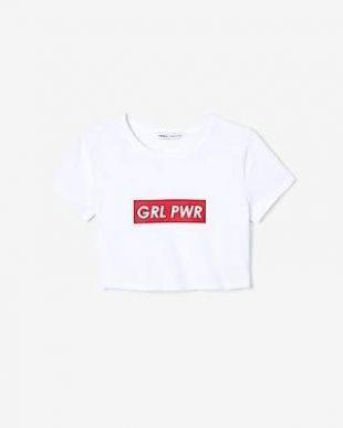 Olivia Culpo X Express - Girl Power Cropped Graphic Tee