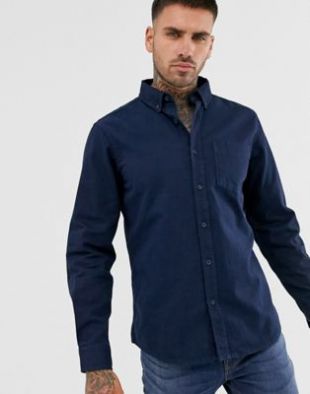 Pull&Bear - Chemise en sergé - Bleu marine | ASOS