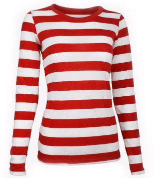 Long Sleeve Red White Striped Shirt