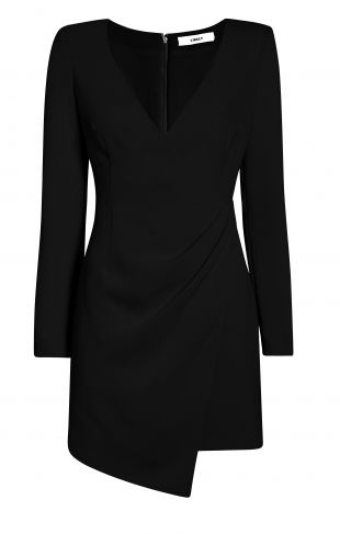Black Dani Long-Sleeve Wrap Mini Dress