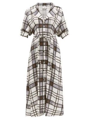 Theodora Checked Linen-Blend Shirtdress