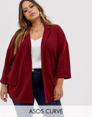 ASOS DESIGN Curve - Blazer décontracté en jersey texturé | ASOS