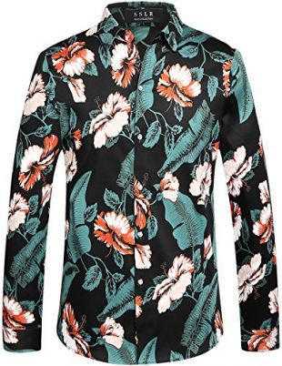 Men's Hawaiian Shirt - Flower Button Down Short Sleeve Cotton Summer Top - View #7