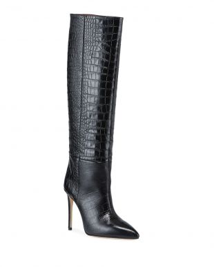 Croc Em­bossed Point­ed Toe Boot