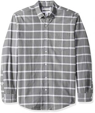 Men's Regular-Fit Long-Sleeve Windowpane Pocket Oxford Shirt