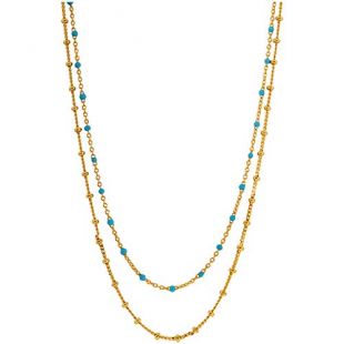 Capri Layer Gold Necklace With Turquoise