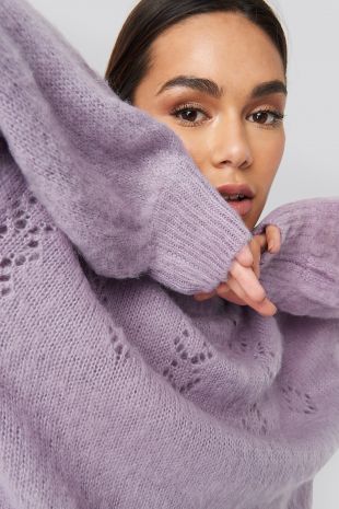Pattern Knitted Sweater Purple