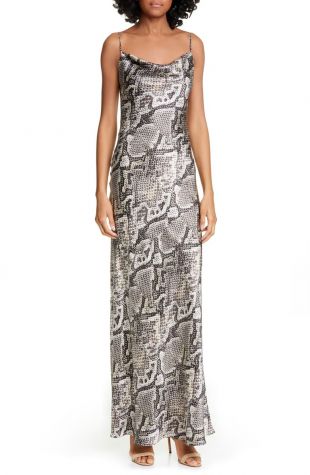 Snake Print Silk Maxi Dress