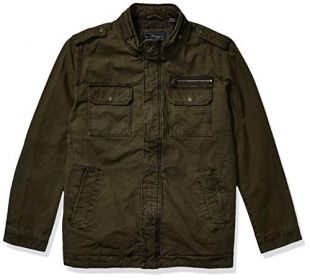 Levi's Men's Washed Cotton Two Pocket Military Jacket (Regular and Big and Tall Sizes), Olive, Medium