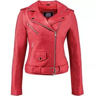 Femme Ur-193 Blouson pour Femme r tro Alice en Cuir d Agneau, Rouge, M EU