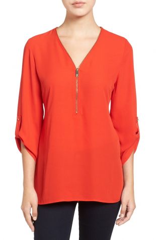 Chaus - Red V-Neck Blouse
