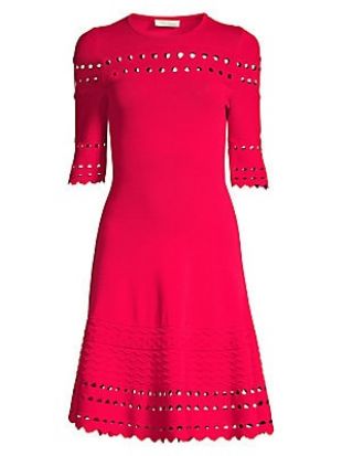 Fushia Menena Knit Fit and  Flare Dress