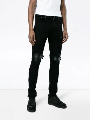 Leather Underpatch Black Jeans