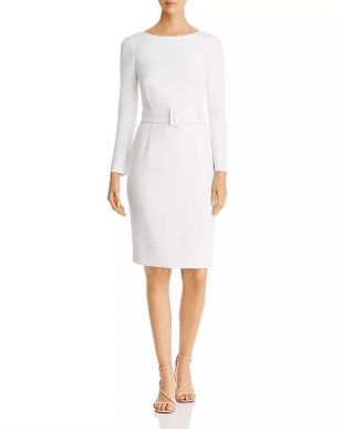 Scoop-Back Belted Sheath Dress