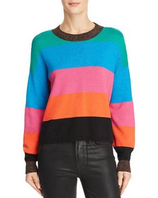 Pam & Gela - Metallic-Trim Striped Cropped Sweater