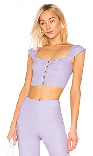 Purple Button Crop Top