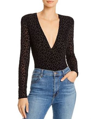 Flocked Leopard Print Bodysuit