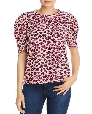 Puff-Sleeve Leopard Print Top