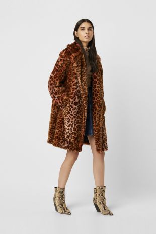 French Connection Analia Ombre Leopard Print Faux Fur Coat NWT Size orders S $220