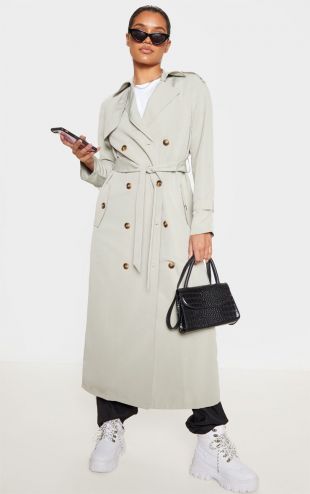 Pale Khaki Oversized Trench Coat