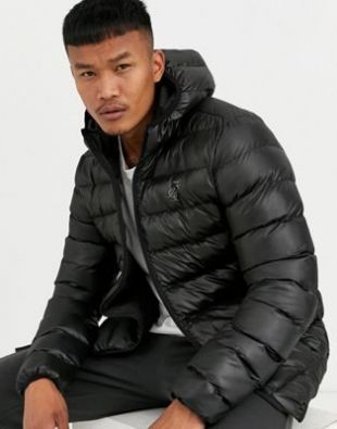Hooded Puffer Jacket in Black