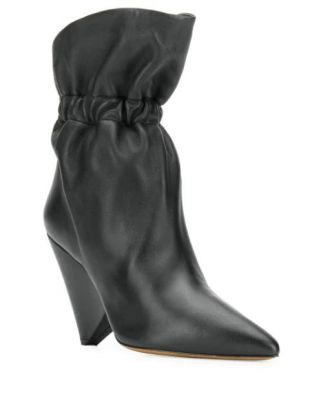 Gathered Ankle Cone Heel Boots