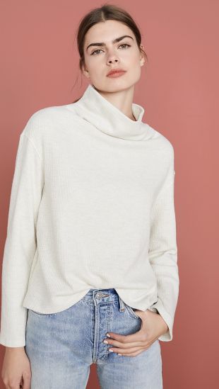 White Cowl Neck Sweatshirt