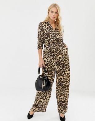 Leopard Print Wide Leg Jumpsuit